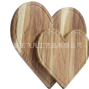 Ensemble de planches à charcuterie en bois d'acacia en forme de cœur, 2 pièces, 40,6x33,5 cm et 27,7x23 cm, plateau de table multifonction - Product Image 4