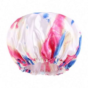 Bonnet de Douche Imperméable Double Couche Tie-Dye de Luxe pour Femme, Idéal pour Salon de Coiffure - Product Image 4