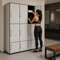Casier de gym moderne Brikley en HPL, anti-moisissure, résistant aux rayures, avec serrure sans clé pour le stockage commercial dans les salles de sport