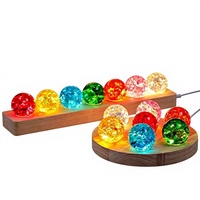 Vente en gros transfrontalière : Ornement décoratif de bureau, petite veilleuse sphérique en cristal coloré effet glace craquelée et ciel étoilé lumineux