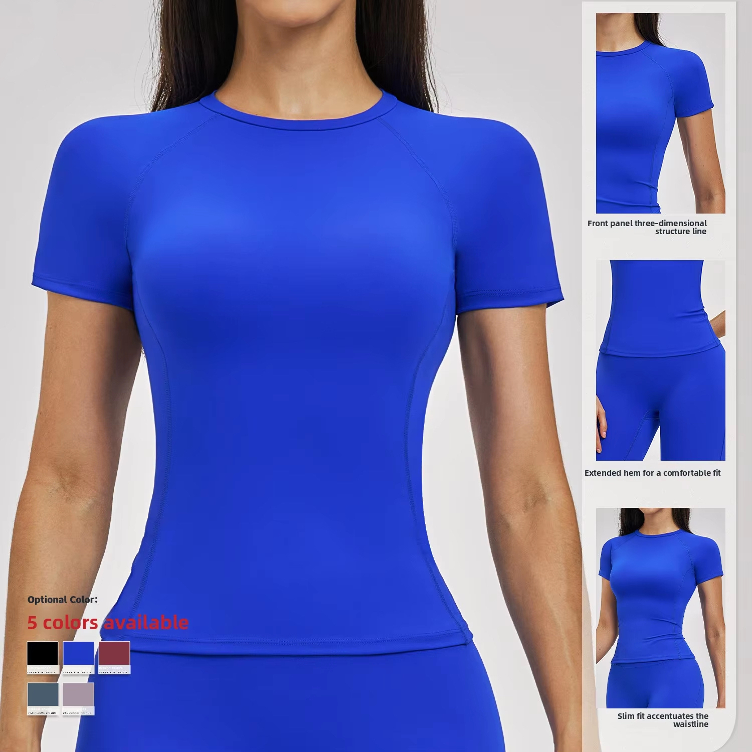 Custom Logo High Quality Women Brushed Yoga Short-sleeve Round-neck Slim-fit Waist Sweat-Wicking T-shirt Quick-Dry Gym Fitness
