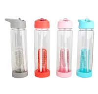 Bouteille de sport 750 ml/25 oz en Tritan cristallin sans BPA, avec couvercle à clapet et paille, anti-fuite, résistante à l'eau bouillante, compatible lave-vaisselle, avec infuseur à thé et fruits