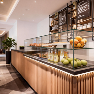 Vetrina Espositiva in Legno con Illuminazione LED, <span class=keywords><strong>Bancone</strong></span> Personalizzabile per Caffetteria, Negozio di Dolci e <span class=keywords><strong>Pasticceria</strong></span> - Product Image 5
