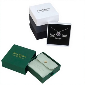 Boîte à bijoux en carton personnalisée avec logo, fermeture à cordon, intérieur en velours lavable pour la décoration de la maison - Collier personnalisé - Product Image 2