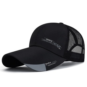 Gorra de béisbol de verano transpirable de malla con visera alargada de 6 paneles para hombre, con letras <span class=keywords><strong>inglesas</strong></span> impresas, media malla y visera grande baja. - Product Image 5