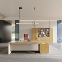 Bureau de direction Kaiyuan 2.0 Executive Table A-L avec armoire latérale, mobilier de bureau moderne en bois