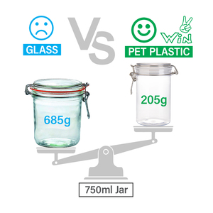 Pot alimentaire en PET de 750 ml de haute qualité, vide, transparent, hermétique, sans BPA, durable, avec fermeture à clip métallique - Product Image 2