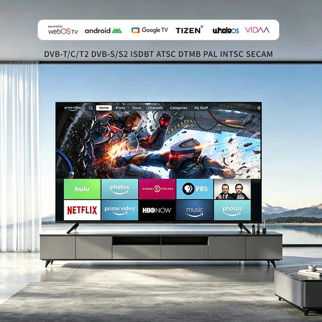 China TV Manufacturer Custom 24 32 43 55 65 70 75 85 100 110 Inch Flat Screen LCD LED TV 75 Inch Tv Smart Android TV Television