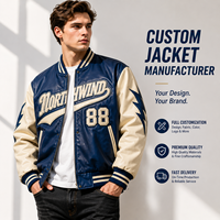 Blouson universitaire en cuir personnalisé pour homme, corps bleu, manches crème, avec patch en chenille, numéro appliqué, manches à motif éclair, style baseball