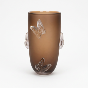 Vase en verre brun Crystal Coast, motif papillon en relief, style Art Déco, décoratif, pour table, soufflé à la main, fait main, pour mariage - Product Image 1