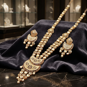 Joyería al por Mayor de Moda, Chapada en Oro de 14K, 18K y 24K, Collares Largos con Diseño Floral, Joyería India, Joyería de Latón Rellena de Oro - Product Image 4