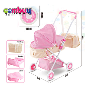 <span class=keywords><strong>Jouet</strong></span> de <span class=keywords><strong>poussette</strong></span> pour bébé en tissu Oxford avec pare-soleil rond, chariot à poupée en fer, jeu d'imitation - Product Image 2