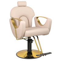 Fauteuil de Barbier Rétro Noir Robuste Hydraulique Pivotant à 360° Inclinable pour Salon de Coiffure, Beauté, Salon et École