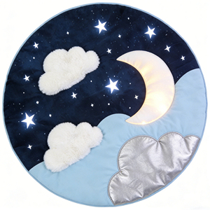 Alfombra de Juego para Bebés con Diseño de Cielo Estrellado, Luna y Nubes para la Habitación Infantil - Product Image 5