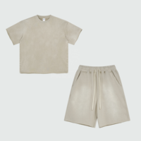 Ensemble de survêtement effiloché survêtement uni pour hommes personnalisé ensemble de short de 2 pièces pour hommes faites votre propre survêtement
