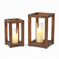 Porte-bougie en bois de style farmhouse, rustique, pour centre de table de mariage, décoration d'intérieur