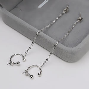 ต่างหูเงินแท้ S925 สำหรับผู้หญิง ดีไซน์ทันสมัย อุปกรณ์ DIY สำหรับทำต่างหูมุก 7-8 มม. รุ่น 1319 ฐานต่างหูแบบห้อย  อะไหล่เครื่องประดับเปล่า - Product Image 3