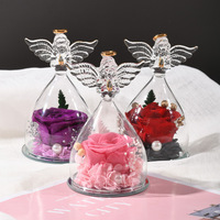Rose éternelle petit ange couvercle en verre ornement Qixi Festival et cadeau de la Saint-Valentin-pour Noël nouvel an