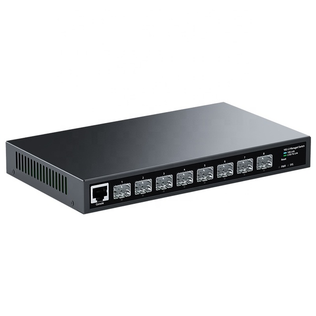 8 Port 10Gb L3 Web Managed SFP+ Switch 10G Optical Ethernet Fanless for HomeLab Network LACP/VLAN/DHCP/ SNMP Function
