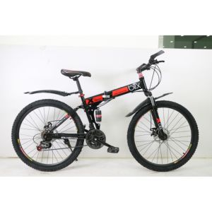 Bicicleta de Montaña Plegable Negra de 26 Pulgadas, 21 Velocidades, Cuadro de Acero, Suspensión, con <span class=keywords><strong>Guardabarros</strong></span>, para Hombre y Mujer, Venta al Por Mayor - Product Image 1