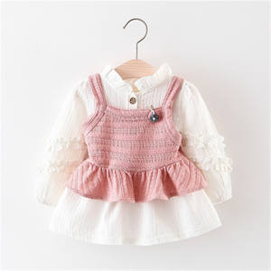 Vestidos de Princesa de Manga Larga Color Rosa con Estampado de Primavera para Niñas, Disfraces de Boda para Niños, Venta al por Mayor - Product Image 1