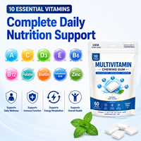 Gommes à mâcher multivitaminées OEM, gommes vitaminées fonctionnelles, friandises molles, complément alimentaire sans sucre, marque privée, nutrition quotidienne, en vrac