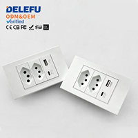 DELEFU Prise USB en plastique blanc modèle brésilien 118 10A/20A avec Type-C 20W FastA