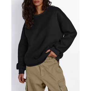 Fleece Sherpa Lined <b>Sweatshirt</b> <b>Women</b> Regular Length Crewneck Pullover Breathable 100% Polyester Winter Wear - Product Image 2
