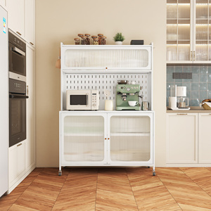 Tall <b>Kitchen</b> Pantry Cabinet with Glass Doors & Adjustable Shelves, <b>Storage</b> <b>Cupboard</b> for <b>Kitchen</b> Living Room Dining - Product Image 5
