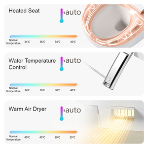 <span class=keywords><strong>Toilette</strong></span> intelligente murale avec siège chauffant et chasse <span class=keywords><strong>d</strong></span>'eau automatique pour salles de bain compactes - Product Image 3