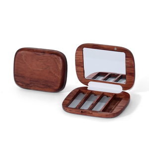 Boîtier compact en bois de rose massif, couleur naturelle foncée, écologique, pour parfum, poudre pressée ou blush - Product Image 4