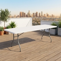 Table pliante rectangulaire en plastique HDPE blanc, populaire pour événements intérieurs et extérieurs, mariages, pique-niques et réceptions – Prix de gros, vente chaude