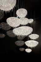 Lustre ovale en cristal chromé personnalisé pour hôtel, décoration moderne de luxe pour la maison, salon, hall, grande taille HM-XG-060P, luminaire suspendu HM