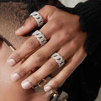 Cincin Emas Pria Model Iced Out Pass Diamond Tester Moissanite Eternity Ring Perhiasan Hip Hop Cincin Pria Rantai Cuban
