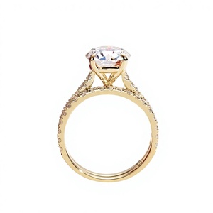 Bague de mariage personnalisée SGARIT en moissanite, 3 carats, taille brillant rond, monture pavée en or 14 carats, bijoux pour femme - Product Image 2