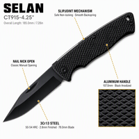 Couteau pliant professionnel en acier 3Cr13, lame de 2,8 mm, sans verrouillage, manche en aluminium noir, 185,0 mm, couteau de poche EDC