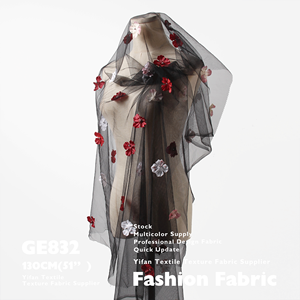 Nuevo estilo flor <span class=keywords><strong>estambre</strong></span> diseño perspectiva malla 3D bordado tela para vestido <span class=keywords><strong>de</strong></span> novia ropa para niños - Product Image 6