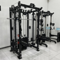 Rack de Potencia Multifunción con Máquina Smith y Poleas Independientes de Alta y Baja Resistencia, Equipo de Entrenamiento de Cuerpo Completo para Uso Comercial y Doméstico
