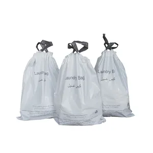 Custom Hotel Use Laundry Bag Logo Biodegradable Drawstring Packaging Bag