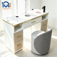 Table de Manucure LED Moderne et Chaise Assortie, Écologique, Durable, Facile à Nettoyer, Plateau en Bois Grand Format pour Salon de Manucure – Vente Flash