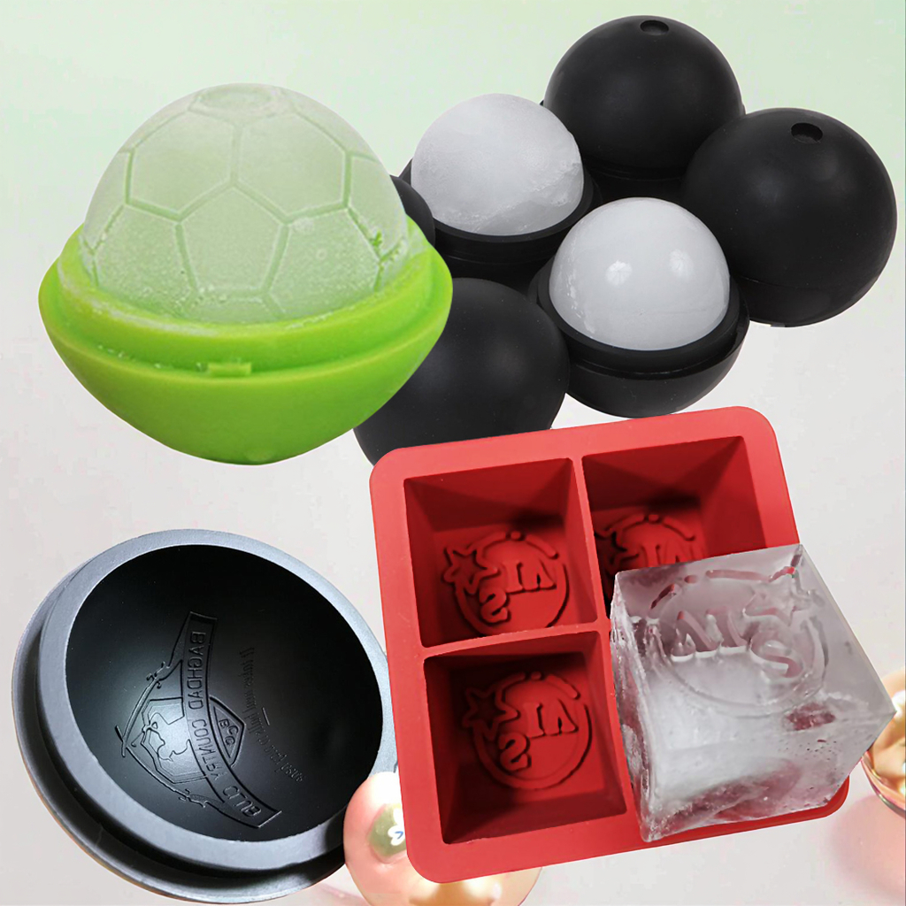 Custom LOGO Cooling Silicone Cocktails Whiskey Ice Cube Mold Portable Ice Ball Mold