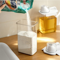 Boîte de rangement multifonction JX, hermétique, résistante à l'humidité, avec échelle graduée, pour détergent, en PET haute transparence, bouteille de lavage