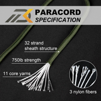 4mm Hank Packing 11/9/7 Innen kerne Para Cord Rope 550lbs Fallschirm schnur für Survival Bracelet 100 Fuß/Spule