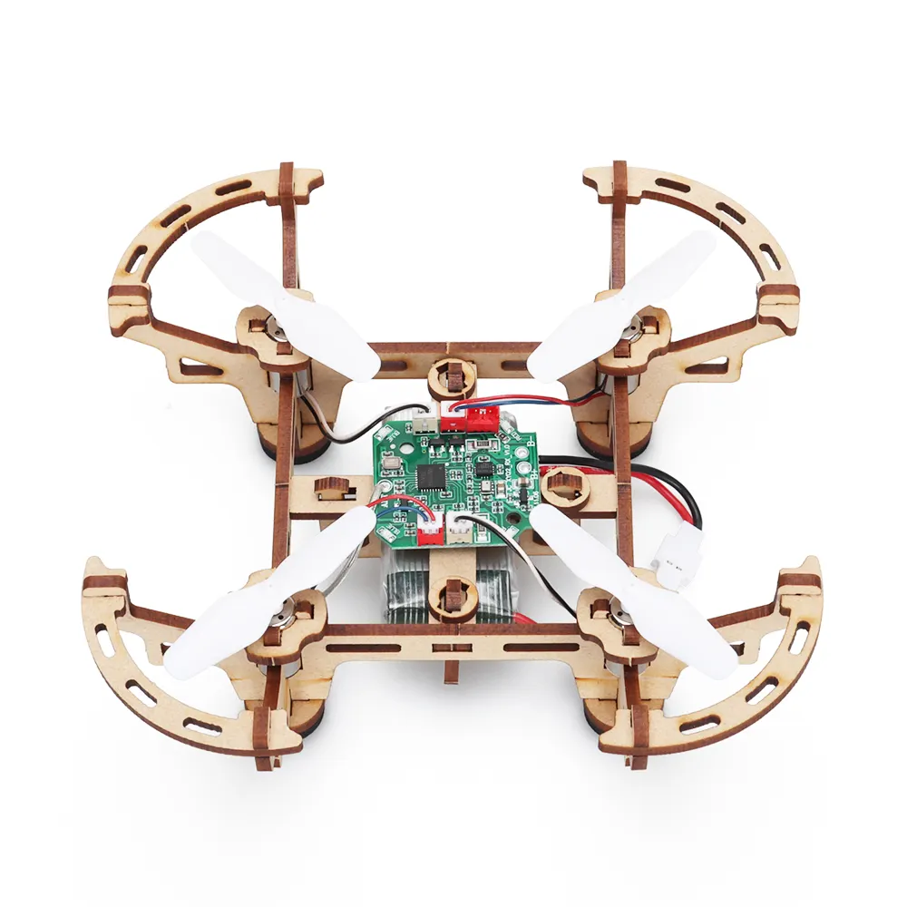 Kit Drone DIY Kreatif Puzzle 3D Set Blok Bangunan Kayu Kit Pemula Elektronik Kit Sains 2.4G Mainan Edukasi Pesawat RC