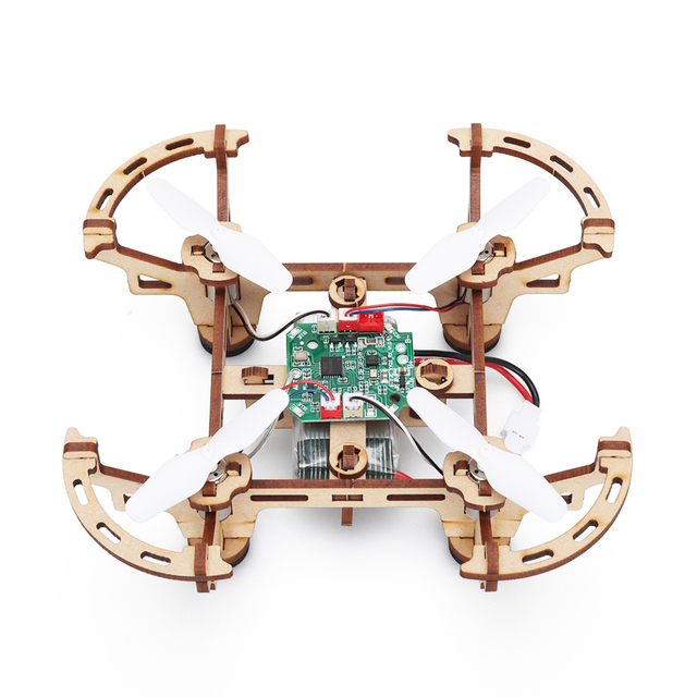 Creative DIY Drone Kit 3D Puzzle Wooden Building Block Set Electronics Starter Kit Science Kit 2.4G RC Aircraft Educational Toys