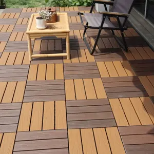 Co-extrusion Wood Grain Teak 300*300MM DIY Composite Tiles Interlocking Wpc Decking Tile For Outdoor Patio Garden