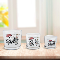 Pots à fleurs et jardinières en céramique à motif de vélo, petits pots pour cactus, vente en gros directe d'usine