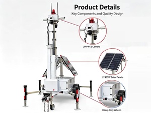 Système de caméra de sécurité solaire portable RITEVOLT RST-2P-S-A, tour CCTV, caméra intelligente, mât de 8 m, IP65 étanche, 2*435W - Product Image 2
