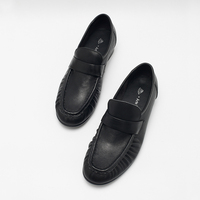 Mocassins en cuir véritable noir pour femmes, chaussures plates décontractées confortables pour un usage quotidien, chaussures élégantes pour femmes