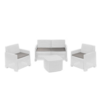 Ensemble de salon de jardin complet Progarden, fauteuils et table basse d'extérieur, finition effet rotin blanc, collection de canapés de jardin de qualité